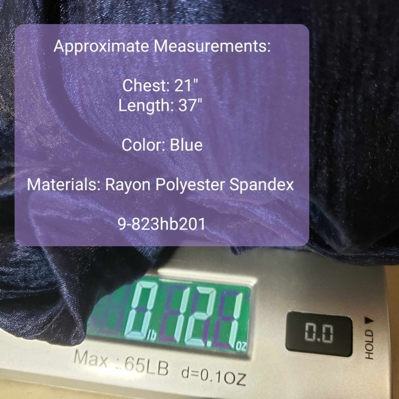 R&M Richards size 8 Halter Neck Blue Metallic Shift Jeweled Cocktail Dress As Is - Picture 9 of 9